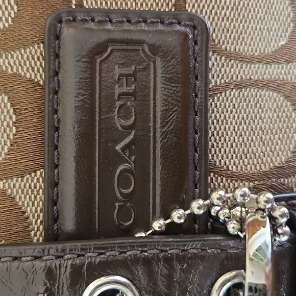 EUC Maggie Signature Brown Canvas & Leather Tote Shoulder Purse F17132 - Picture 4 of 10